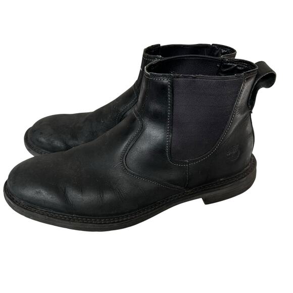 Timberland Black Leather Chelsea Boots Pull Tab Redwood Falls Sz 13 - Picture 4 of 8